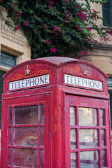 Color image of an old English telephone booth