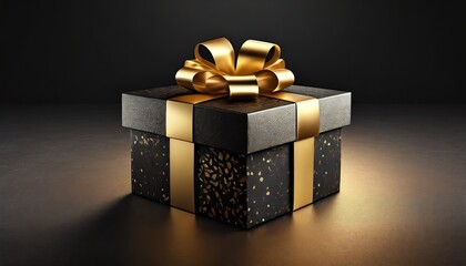 a black and gold gift box on a dark background generative ai