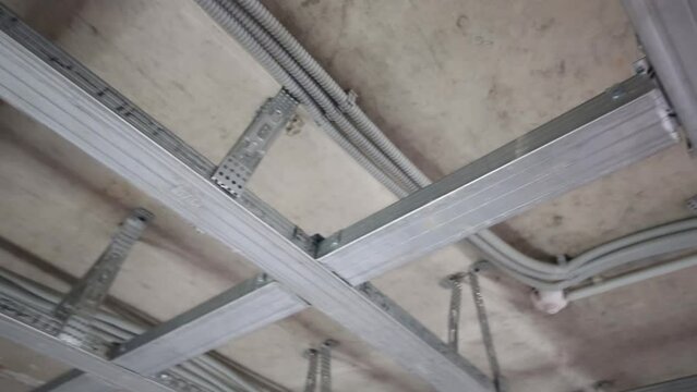 Framework made of metal profile Knauf for floating ceiling.
