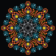 Vector hand-drawn doodle mandala. Ethnic mandala with colorful tribal ornament. Isolated. Bright colors.	
