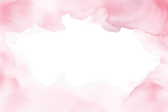 pink watercolor background with clouds . Peach, light pink with gold stripes watercolor, ink,	