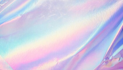abstract modern pastel colored holographic background in 80s style crumpled iridescent foil textile...