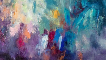 colorful modern artwork abstract paint strokes oil painting on canvas acrylic art artistic texture brush daubs and smears grunge background generative ai