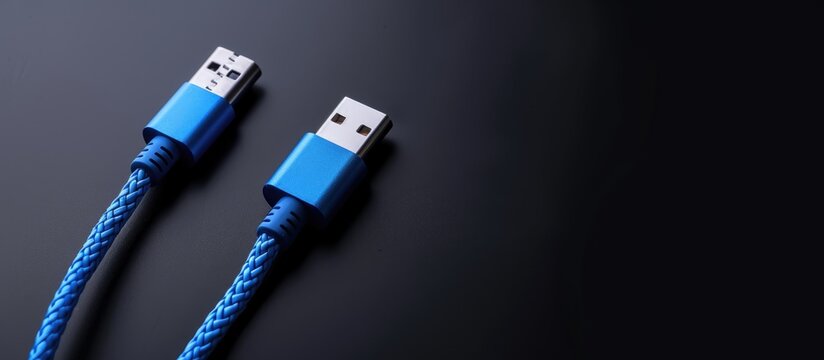Fast 3.2 data transfer and charging lightning cable with blue ports for phone.