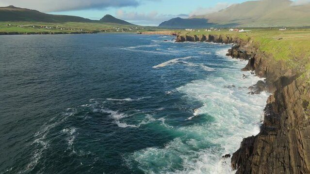 Dun Mhorain Kerry Ireland coast Aerial view