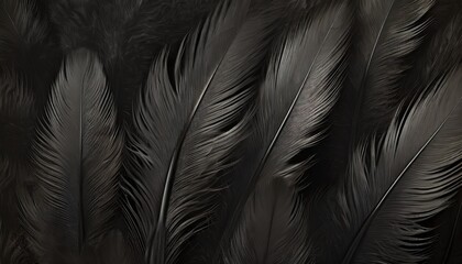 beautiful fluffy dark black feather pattern texture background - obrazy, fototapety, plakaty