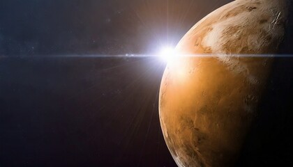 mars high resolution image mars is a planet of the solar system sunrise with lens flare elements of...