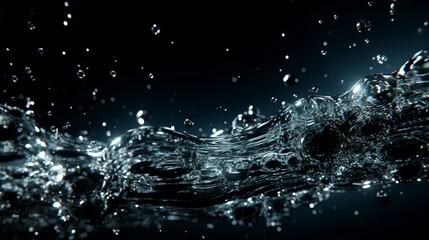 Splashes of Water on a Black Background - Generative Fluid Art