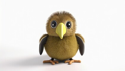 kiwi bird toy sitting on the white background