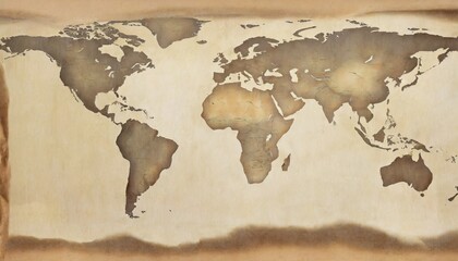 an ancient vintage map of the earth with the continents on the aged paper of a papyrus or a codex of adventures and travels of a cartographer in burnt brown and sepia tones history wallpaper