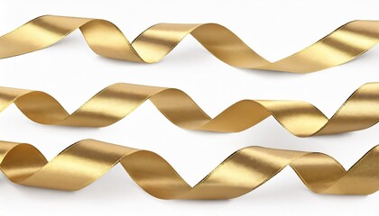 gold ribbon collection on white clipping path