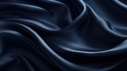 Fototapeta premium Close-up of elegant blue satin fabric, showcasing its smooth texture and luxurious sheen against a dark background.