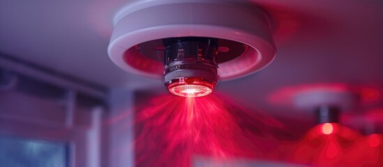 Fire sprinkler that automatically focuses on the ceiling. - obrazy, fototapety, plakaty