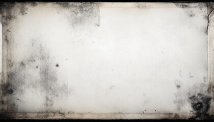 Fototapeta na wymiar a white weathered paper with vintage texture framed by a black vignette with mold spots to overlay a horror photograph blank sheet for a background