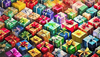 Fototapeta na wymiar christmas gift box colorful multicolored gift boxes merry christmas and happy new year festive bright beautiful background