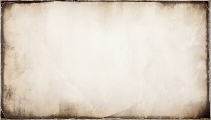 grunge empty creased paper texture with torn edges frame and faded vignette border dirty distressed vintage 8k 16 9 weathered old wrinkled photo background retro overlay 3d rendering