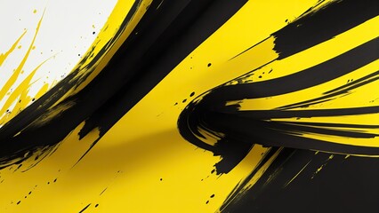 Yellow and Black brush stroke banner background