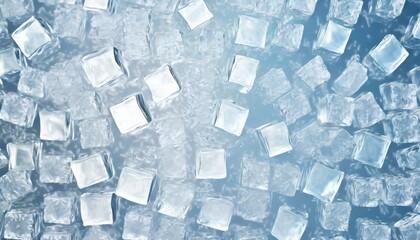 crystal clear ice cubes background top view