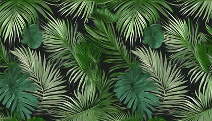 Fototapeta na wymiar exotic tropical pattren tropical gren palm leaves background hand drawing 3d illustration dark tropical leaves wallpaper great for fabric wallpaper paper design