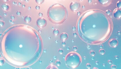 3d render abstract pastel pink blue background with iridescent magical air bubbles wallpaper with glass balls or water drops - Powered by Adobe