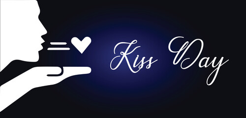 Happy Kiss Day Beautiful Text illustration Design - obrazy, fototapety, plakaty