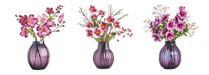 illustration flowers vase decoration isolated on white background - obrazy, fototapety, plakaty