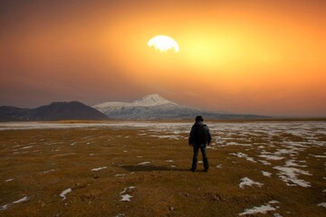 Breathtaking view of Mount Ararat, Mount Ararat, the highest mountain in the easternmost part of Turkey, is a snow-covered and extinct compound volcano.