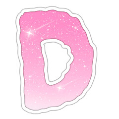 Letter D - Alphabet pink glitter on transparent background for valentine love festival