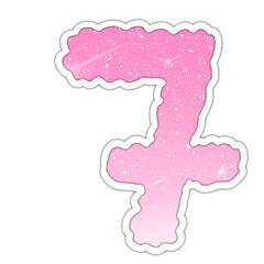  Number 7 seven - Alphabet pink glitter on transparent background for valentine love festival