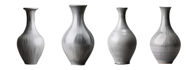 one grey vase isolated on transparent backgroun
