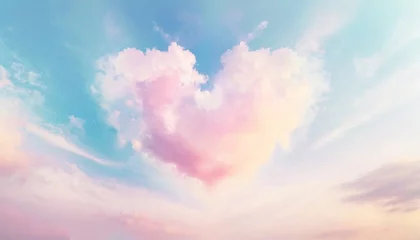 Poster heart made of clouds in the sky with pastel colors love concept beautiful colorful valentine day heart in the clouds as abstract background © Richard