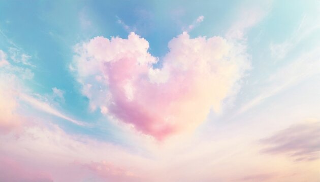 heart made of clouds in the sky with pastel colors love concept beautiful colorful valentine day heart in the clouds as abstract background