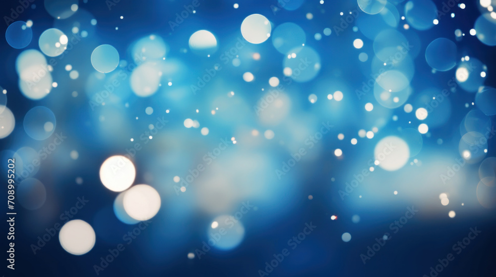 Poster soft blue bokeh background with sparkling light circles creating a tranquil and magical atmosphere.