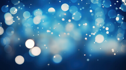 Obraz premium Soft blue bokeh background with sparkling light circles creating a tranquil and magical atmosphere.