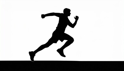 Fototapeta na wymiar silhouette with the symbol of a person running fast for a black and white vector logo body symbol of the athletism and exercise while sprinting