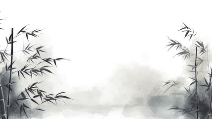 Bamboo ink painting style background illustrator