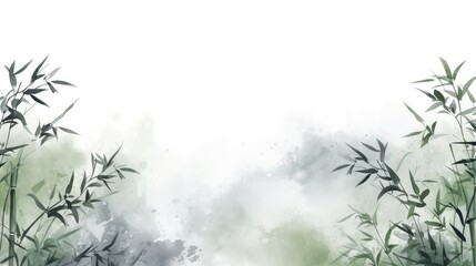 Bamboo ink painting style background illustrator