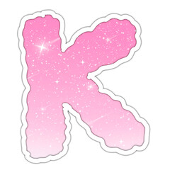 Letter K - Alphabet pink glitter on transparent background for valentine love festival
