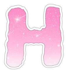 Letter H - Alphabet pink glitter on transparent background for valentine love festival