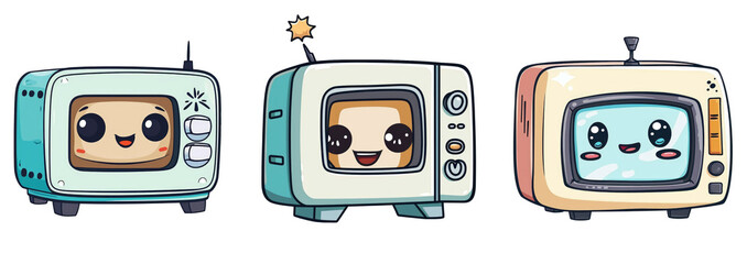 cute microwave cartoon vector illustration