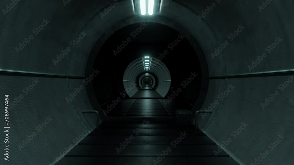 Aufkleber 3d animation loop of dark tunnel with glowing lights
