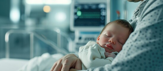 First moments of bonding between parent and infant in a modern hospital.