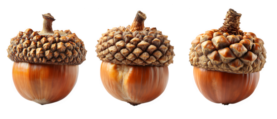 acorn isolated on transparent background ,oak nut png ,generative ai