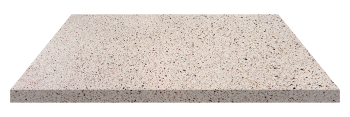 beautiful beige grainy quartz stone table. luxury terrazzo with marbel chips table for photo montage. table top or counter top for displayed products isolated on background with clipping path.