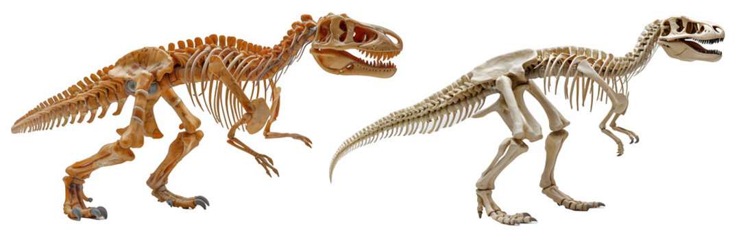 dinosaur bone fossil isolated on transparent background ,generative ai