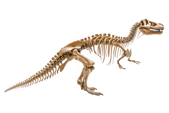 dinosaur bone fossil isolated on transparent background ,generative ai