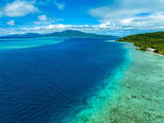 Fototapeta na wymiar Taha'a paradise by drone, French Polynesia