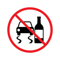 Don't drink and drive pictogram sign, Prohibition symbol, Simple flat design, Vector Illustration