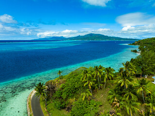 Taha'a paradise by drone, French Polynesia