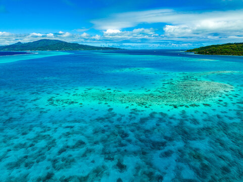 Taha'a paradise by drone, French Polynesia